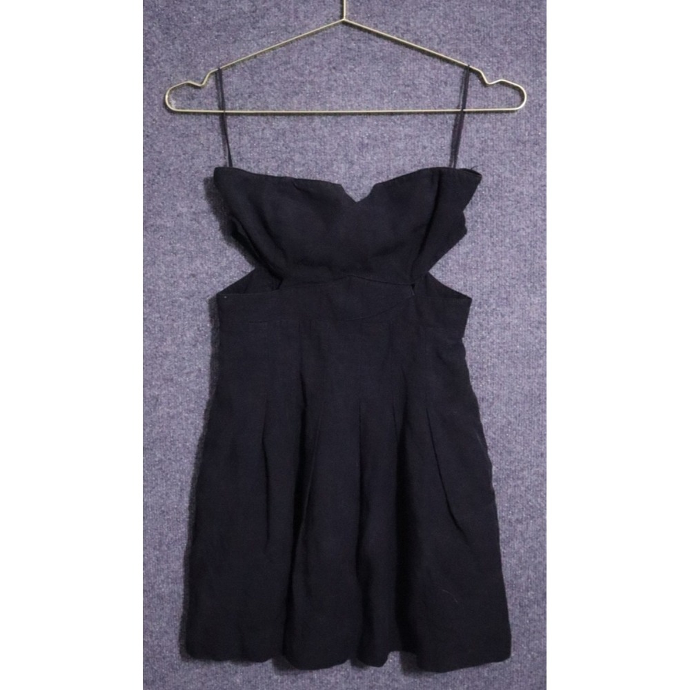 SOVERE Dress Women Small Black Sleeveless Mini Lined Linen Blend Decolette EUC